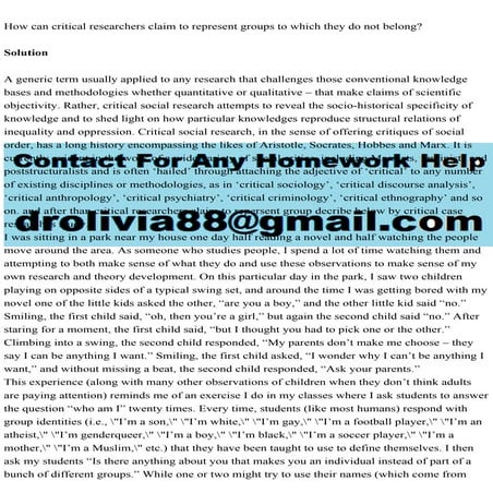 How can critical researchers claim to represent groups to which they.pdf