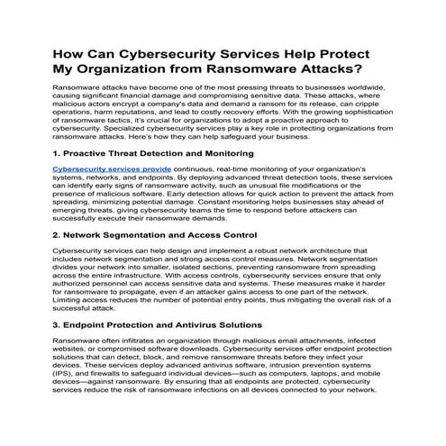 How Can Cybersecurity Services Help Protect My Organization from ...