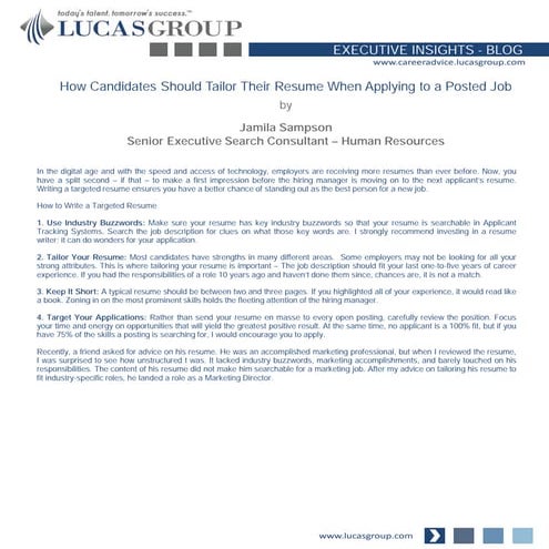 How Candidates Should Tailor Their Resume When Applying to a Posted Job