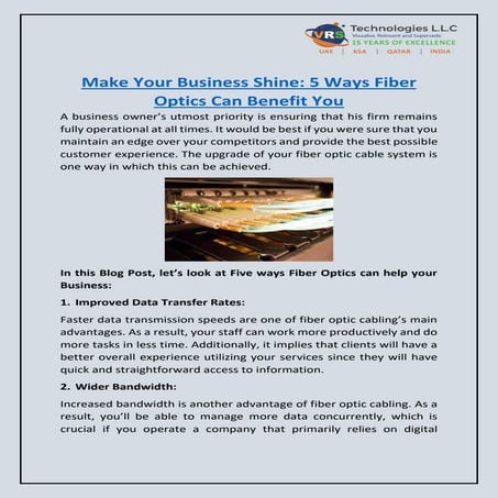 How Can Fiber Optic Cabling in Dubai Make Your Business Shine?
