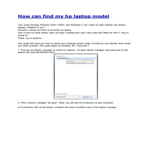 How can find my hp laptop model