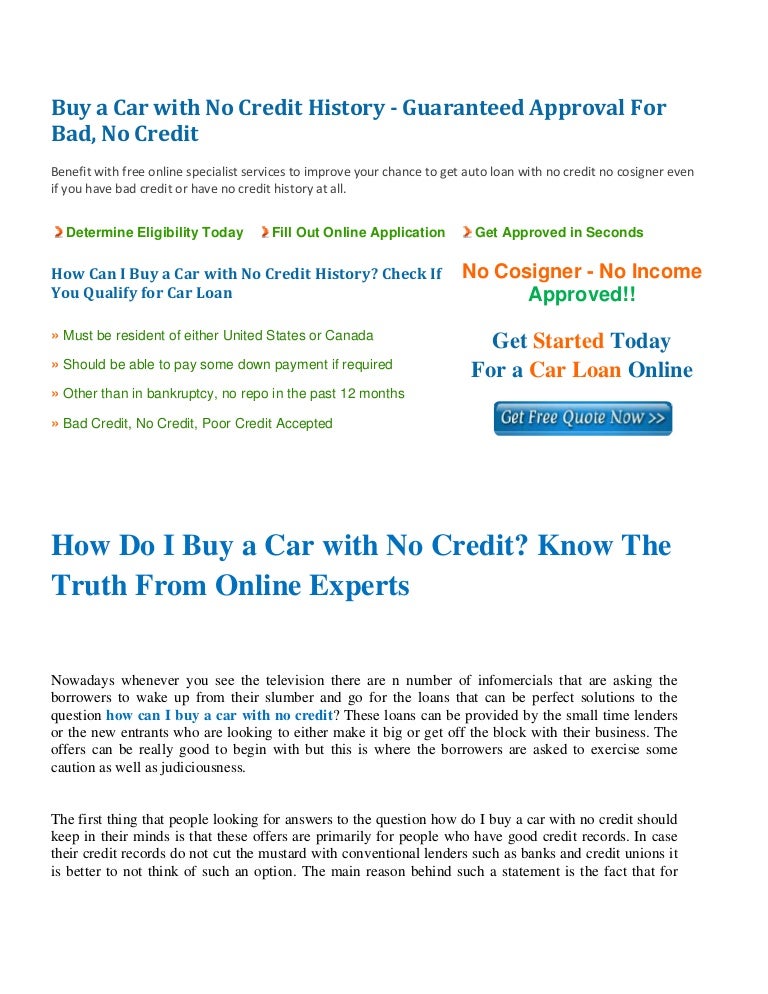 How Can I Buy A Car With No Credit