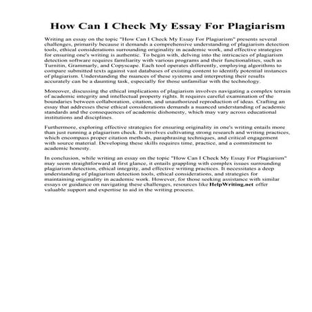 How Can I Check My Essay For Plagiarism. Check Plagiarism Of Your Research Re...