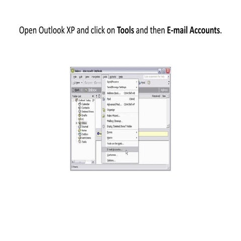 How can i configure my email on outlook xp (2002)