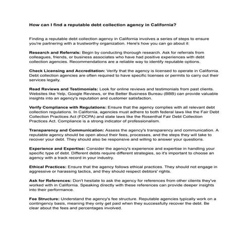 Launching a Debt Collection Agency in California: A Step-by-Step ...
