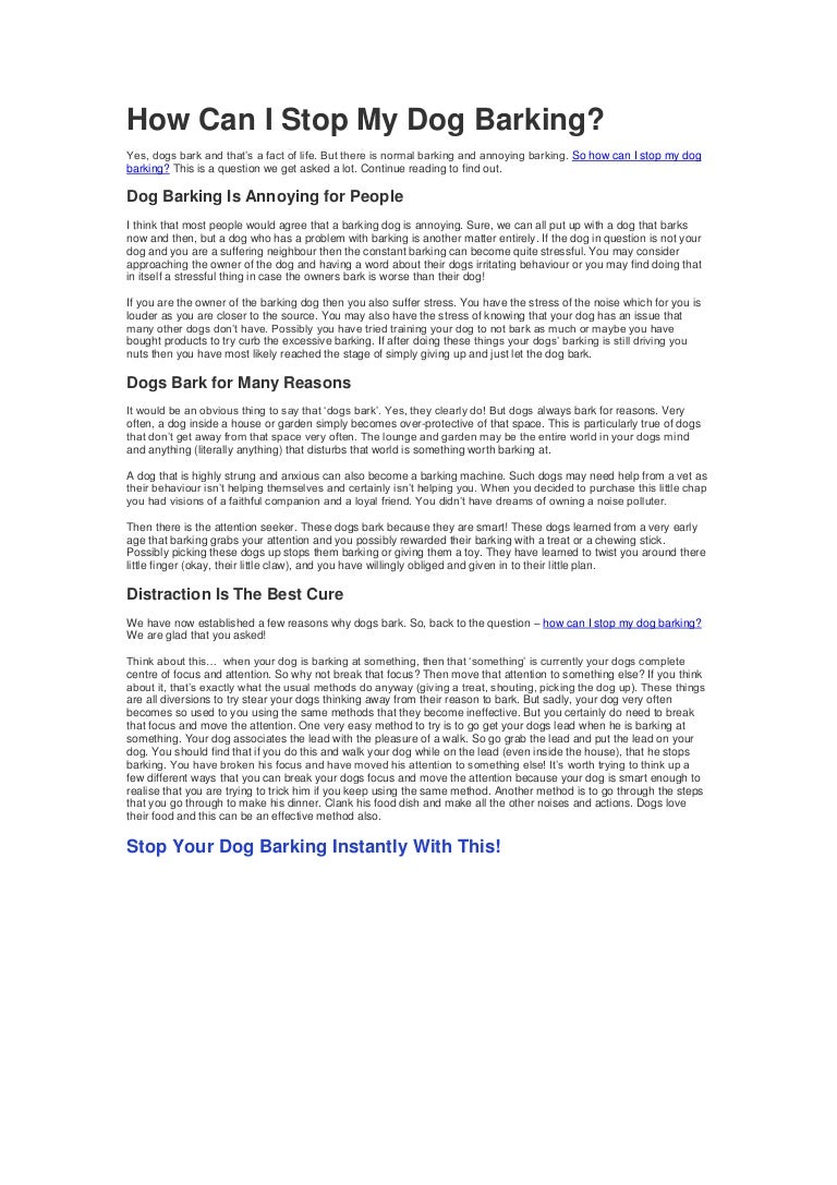 How can i stop my dog barking?