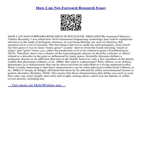 How Can Ngs Forward Research Essay