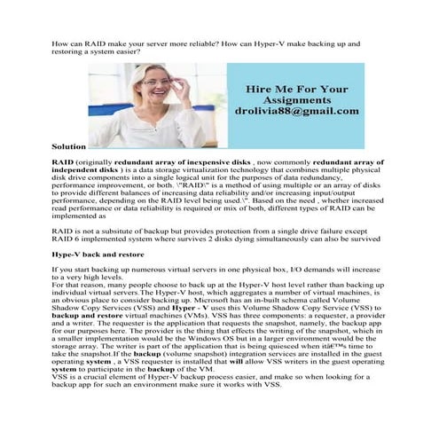 How can RAID make your server more reliable- How can Hyper-V make back.docx
