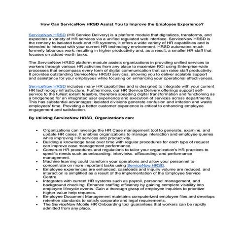 How Can ServiceNow HRSD Assist You to Improve the Employee Experience.pdf