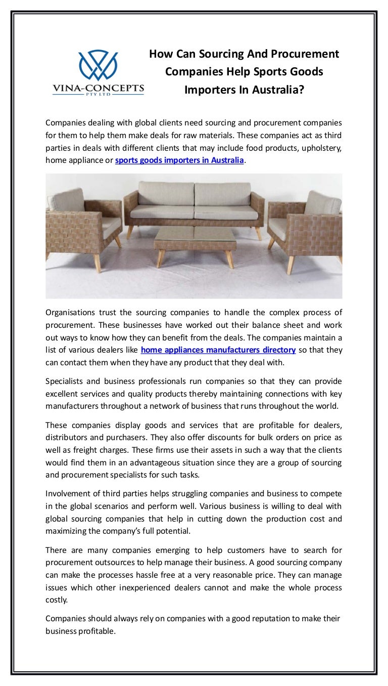 How Can Sourcing And Procurement Companies Help Sports Goods Importer