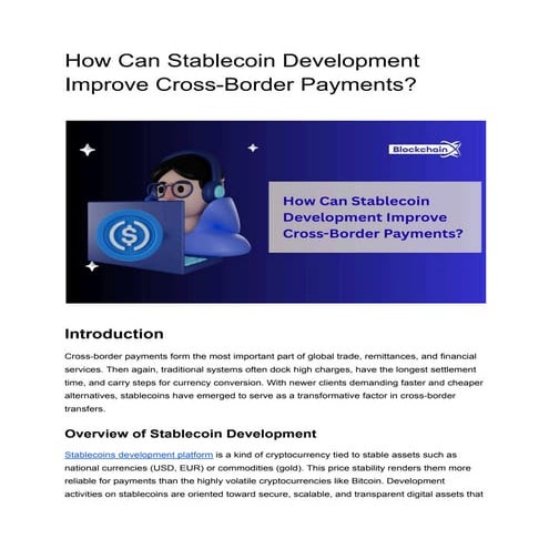 How Can Stablecoin Development Improve Cross-Border Payments