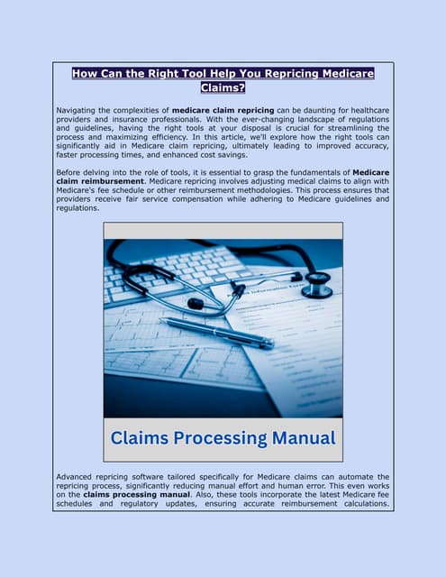 Medicare Claims Repricing Tool| RBP for TPAs| Reference Based Medicare ...