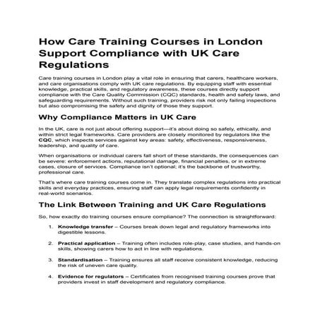 How Care Training Courses in London Support Compliance with UK Care Regulations.pdf