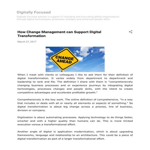 How Change Management can Support Digital Transformation