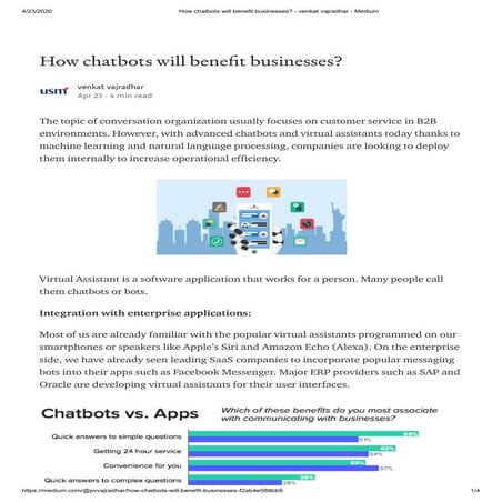 How chatbots will benefit businesses    venkat vajradhar - medium