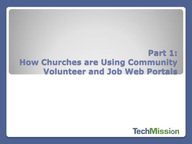 How Churches are Using Community Volunteer and Job Web Portals