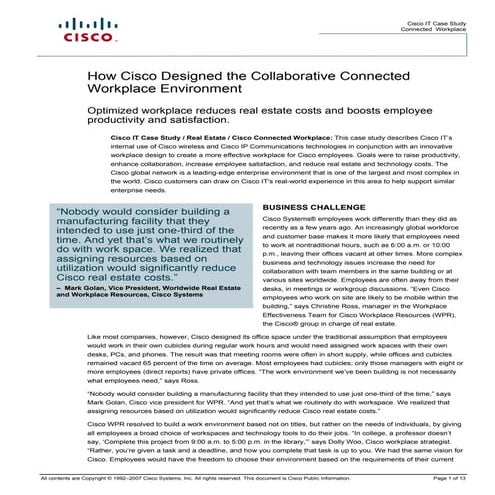 How Cisco Designed The Collaborative Connected Workplace Environment