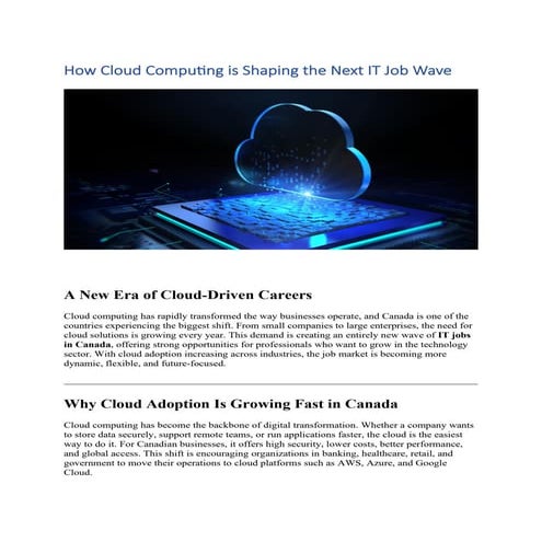 How Cloud Computing is Shaping the Next IT Job Wave pdf