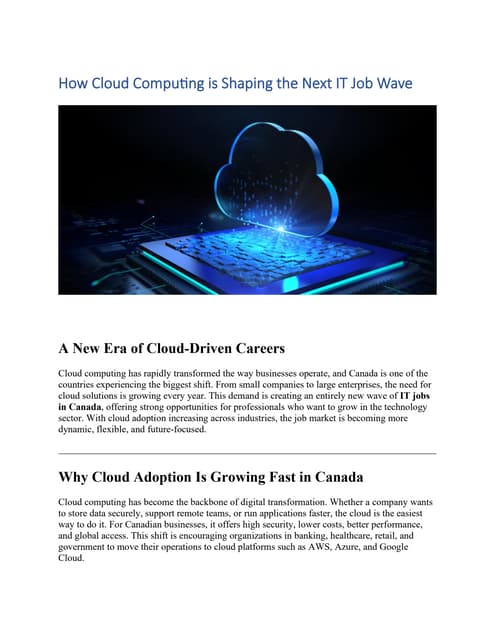 How Cloud Computing is Shaping the Next IT Job Wave pdf