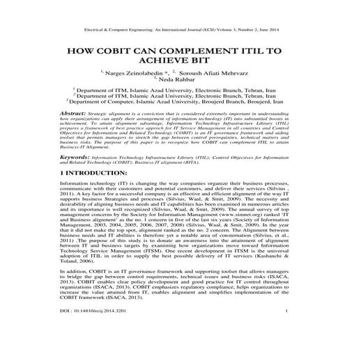 How cobit can complement itil to achieve BIT