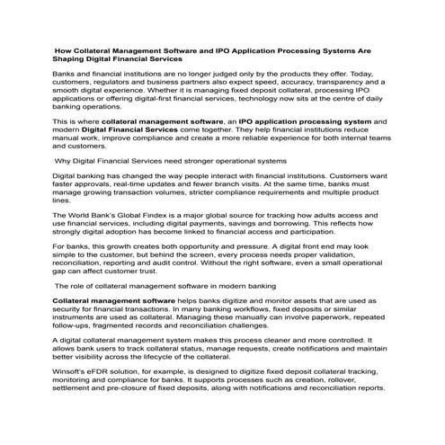 How Collateral Management Software and IPO Application Processing ...