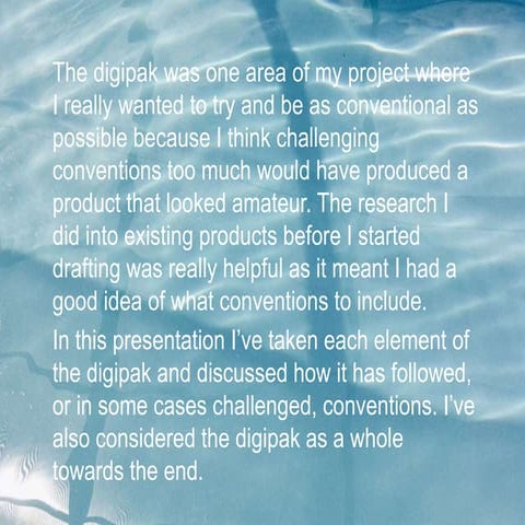 Following/Challenging Conventions: Digipak