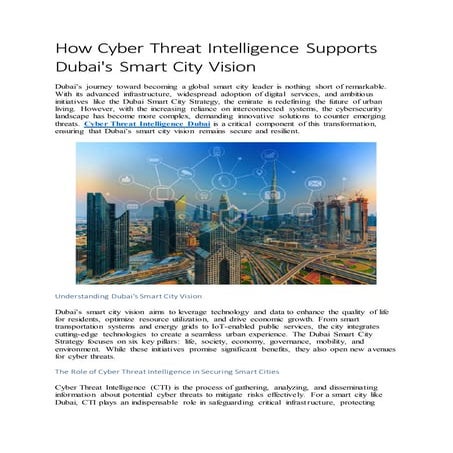 How Cyber Threat Intelligence Supports Dubai Smart City Vision