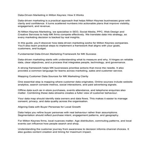 How Can Data-Driven Marketing Boost Success for Milton Keynes Businesses?