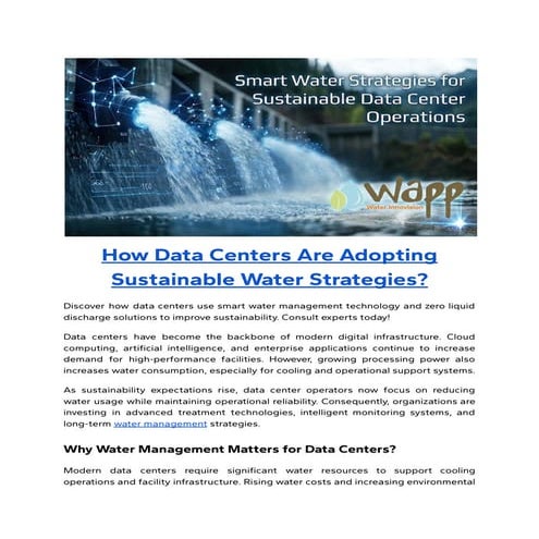 How Data Centers Are Adopting Sustainable Water Strategies? | PDF