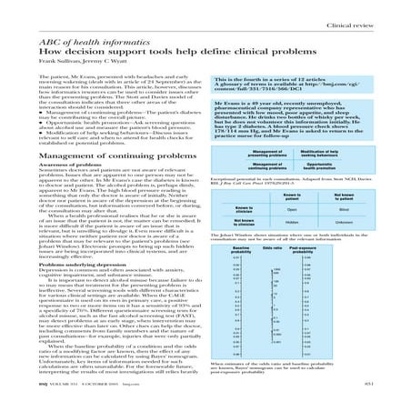 How decision support tools help define clinical problems