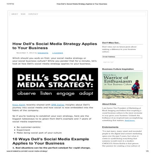 Krista Kotrla's Blog ... Dell's Journey Into Social Media