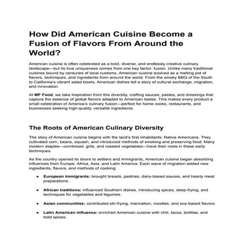 How Did American Cuisine Become a Fusion of Flavors From Around the ...