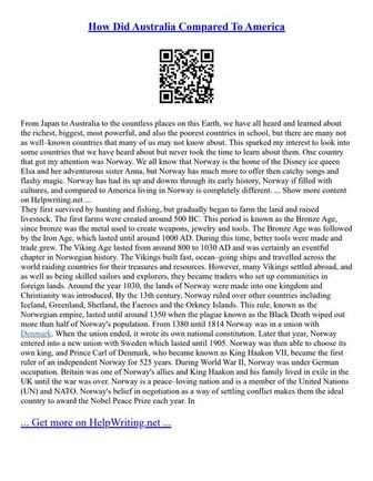 How Did Australia Compared To America