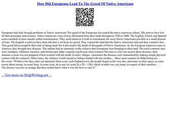 How Did Europeans Lead To The Greed Of Native Americans