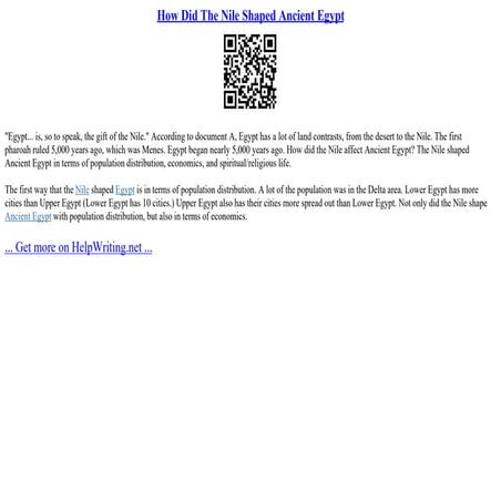 How Did The Nile Shaped Ancient Egypt | PPT