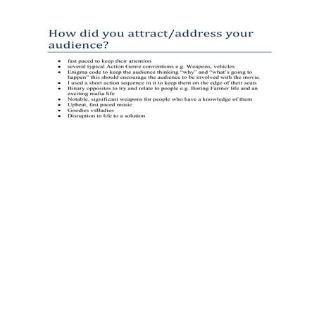 How I addressed my Target Audience