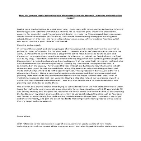 How did you use media technologies in the construction and research q4