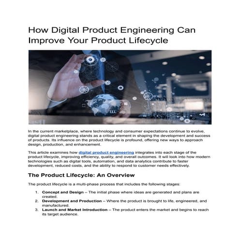 How Digital Product Engineering Can Improve Your Product Lifecycle