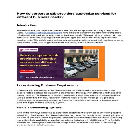 How do corporate cab providers customize services for different business need...