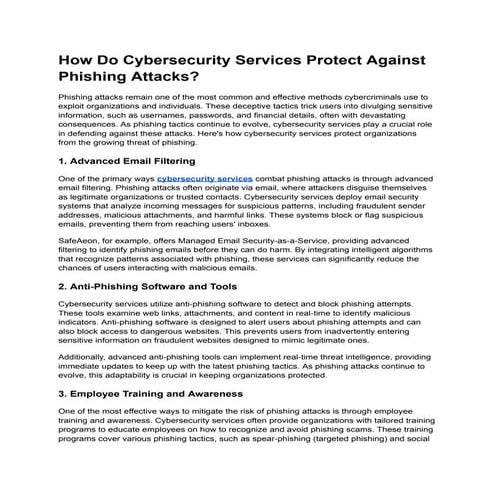 How Do Cybersecurity Services Protect Against Phishing Attacks | PDF image.