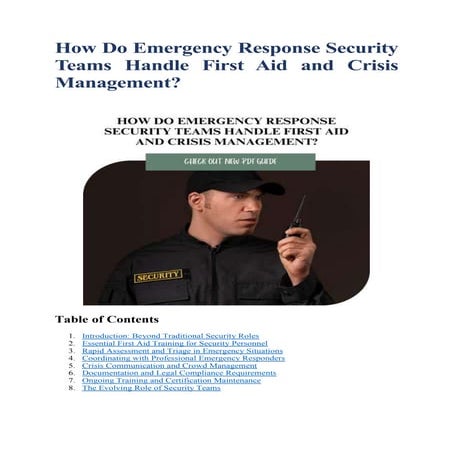 How Do Emergency Response Security Teams Handle First Aid and Crisis Management