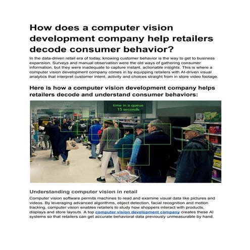 How does a computer vision development company help retailers decode consumer...