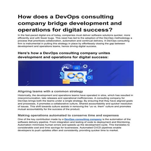 How does a DevOps consulting company bridge development and operations for di...