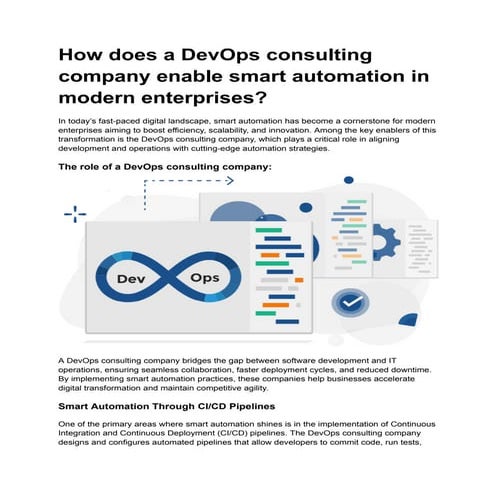 How does a DevOps consulting company enable smart automation in modern enterp...