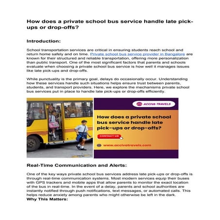 How does a private school bus service handle late pick-ups or drop-offs.docx