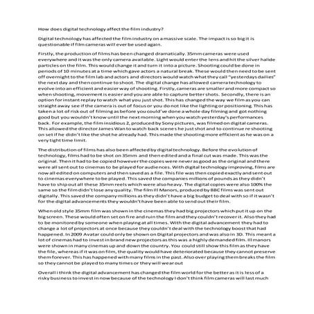 How does digital technology affect the film industry 