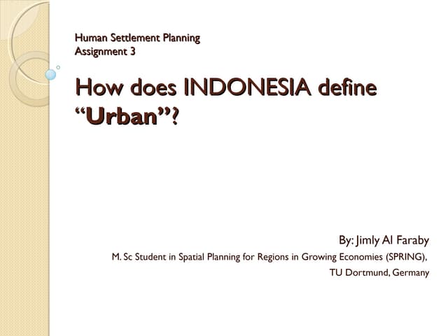 How does indonesia define urban
