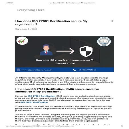 How does ISO 27001 Certification secure My organization?