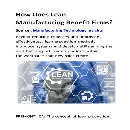 How does lean manufacturing benefit firms