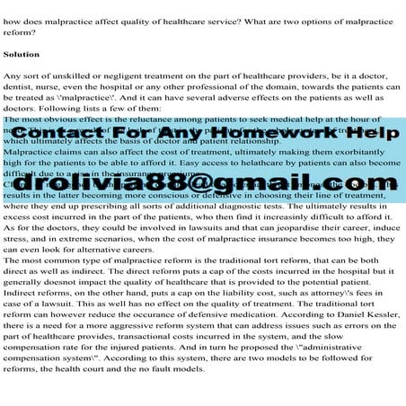 how does malpractice affect quality of healthcare service What are .pdf